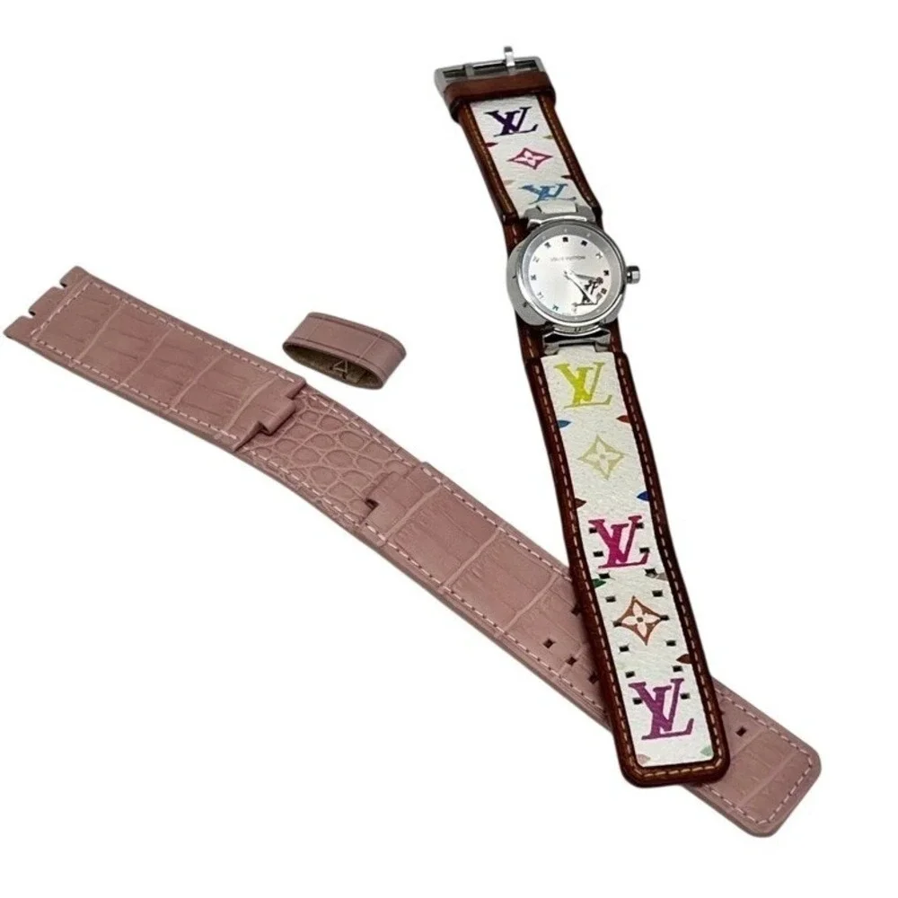 Louis Vuitton Takashi Murakami Tambour Watch Monogram‎ Multicolore White